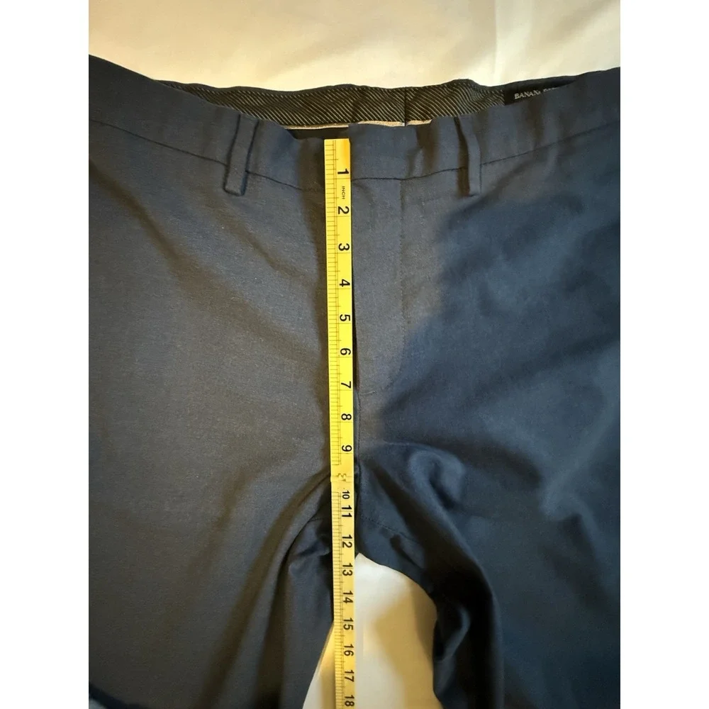 Banana Republic Aiden Fit Pants Mens 34x34 Navy Stretch Dress Chino Flat Front